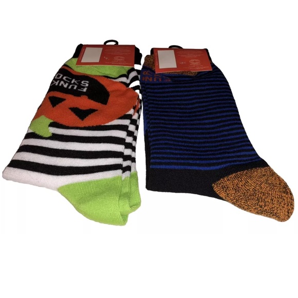 RIP Halloween Crew Socks 2 Pair Men 6-12 Black Orange w Jack O'Lantern Bat NEW! - Picture 10 of 12